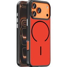 HTstore iPhone Uyumlu 18 Pro Kılıf M-Safe Şarj Özellikli Zore Lora Pc Kapak-Kırmızı-Gri