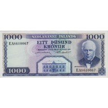 Banknoting Izlanda 1000 Kron 1961 Çilaltı++