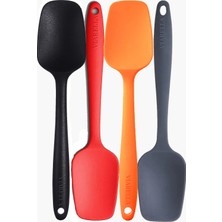 Viarella Silikon Kaşık Seti 4lü Büyük Boy Yanmaz Yapışmaz Çizmez  27cm