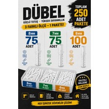 250PCS Dubel Seti 6m/7mm/8mm