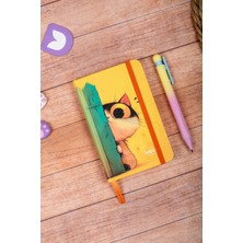 Dival Notebook 9X14 cm Sert Kapak Çizgili Not Okul Defteri - Meow Kedili 2