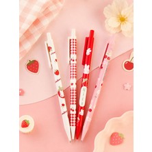 ÖZ OFİS Strawberry 0.7 mm Uçlu Kalem Seti 4'lü Plastik Gövde Renkli Tasarım