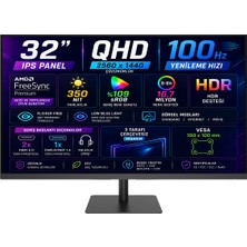 KTC H32T13 32” 5ms 100 Hz (HDMI+Displayport) AMD Freesync 2K QHD (2560X1440) IPS Panel Monitör