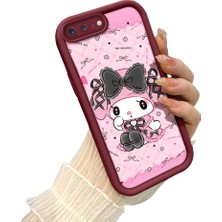 HONTINGA iPhone 8 Plus ile Uyumlu Kılıf Kamera Koruyucu Basitlik Anti Düşme Kamera Korumalı Kartoon Kılıf Bordo Desen Yumuşak Silikon Sevgili Çift Telefon Kılıfı Kadın ve Erkek Için Uygundur K2-7489