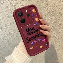 HONTINGA Xiaomi Redmi Note 14 ile Uyumlu Kılıf Kamera Koruyucu Basitlik Anti Düşme Kamera Korumalı Kalp Kılıf Bordo Desen Yumuşak Silikon Sevgili Çift Telefon Kılıfı Kadın ve Erkek Için Uygundur K2-7492