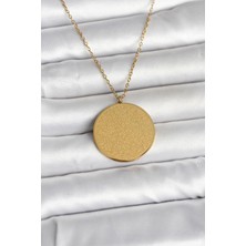 316L Çelik Gold Renk Ayetel Kürsi ve Allah Yazılı Kolye 5886 - 5331-6977