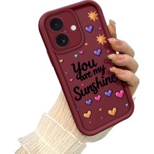 HONTINGA iPhone 16 Plus ile Uyumlu Kılıf Kamera Koruyucu Basitlik Anti Düşme Kamera Korumalı Kalp Kılıf Bordo Desen Yumuşak Silikon Sevgili Çift Telefon Kılıfı Kadın ve Erkek Için Uygundur K2-7492
