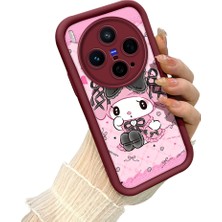 HONTINGA Vivo X300 ile Uyumlu Kılıf Kamera Koruyucu Basitlik Anti Düşme Kamera Korumalı Kartoon Kılıf Bordo Desen Yumuşak Silikon Sevgili Çift Telefon Kılıfı Kadın ve Erkek Için Uygundur K2-7489