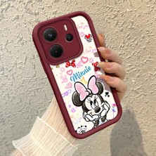 HONTINGA Xiaomi Redmi Note 14 ile Uyumlu Kılıf Kamera Koruyucu Basitlik Anti Düşme Kamera Korumalı Minnie Kılıf Bordo Desen Yumuşak Silikon Sevgili Çift Telefon Kılıfı Kadın ve Erkek Için Uygundur K2-7450