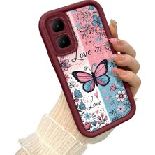 HONTINGA Infinix Smart 10 ile Uyumlu Kılıf Kamera Koruyucu Basitlik Anti Düşme Kamera Korumalı Stitch Kılıf Bordo Desen Yumuşak Silikon Sevgili Çift Telefon Kılıfı Kadın ve Erkek Için Uygundur K2-7490