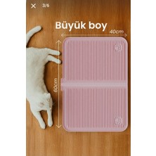Pamit Toys Pamit Home Silikon Kum ve Mama Matı Havuzlu Yıkanabilir Kedi Tuvaleti Önü Kedi Kumu Paspası Büyük Boy 40X60
