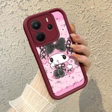 HONTINGA Xiaomi Redmi Note 14 ile Uyumlu Kılıf Kamera Koruyucu Basitlik Anti Düşme Kamera Korumalı Kartoon Kılıf Bordo Desen Yumuşak Silikon Sevgili Çift Telefon Kılıfı Kadın ve Erkek Için Uygundur K2-7489