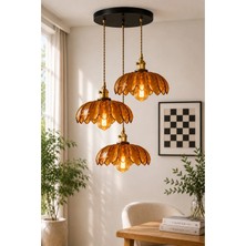Luna Lighting Petra Model Safir Mavi Cam Klasik Sarkıt 3'lü Sarkıt Avize