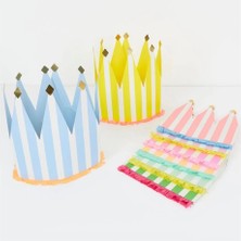 Meri Meri - Striped Party Crowns - Çizgili Parti Taçları - 8 Adet