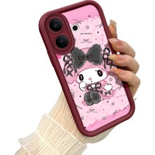 HONTINGA Vıvo V60 Lite  ile Uyumlu Kılıf Kamera Koruyucu Basitlik Anti Düşme Kamera Korumalı Kartoon Kılıf Bordo Desen Yumuşak Silikon Sevgili Çift Telefon Kılıfı Kadın ve Erkek Için Uygundur K2-7489