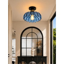 Luna Lighting Petra Model Safir Mavisi Cam Klasik Sarkıt Plafonyer Avize