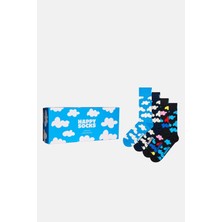 Happy Socks - Açık Mavi 4’lü Bulut Desenli Pamuklu Çorap Seti