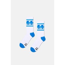 Happy Socks - Beyaz Şirinler Desenli Pamuklu Çorap