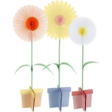 Meri Meri - 3 Large Stand Up Flower Decorations - 3'lü Büyük Ayaklı Çiçek Dekorasyonu