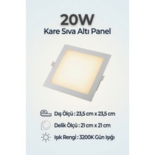 AC Aydınlatma 20W Kare Sıva Altı LED Panel Armatür 3200K Gün Işığı – 23,5X23,5 cm | 21X21 cm Delik Ölçüsü