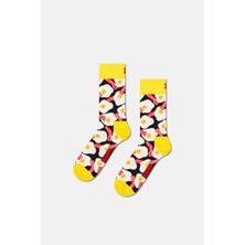Happy Socks - Siyah Yumurta ve Pastırma Desenli Pamuklu Çorap