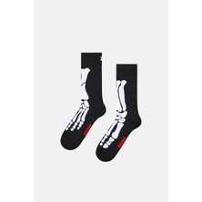 Happy Socks - Siyah Kemik Desenli Pamuklu Çorap