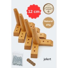 Jelert Masif Gürgen Ahşap 12 cm Naturel-4'lü, Mobilya Yükseltme Ayağı, Robot Süpürge Uyumlu, 1. Sınıf Gürgen Ağacı, Kanepe Berjer Koltuk Tv Ünitesi Yükseltici Ayak