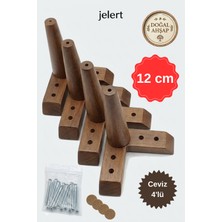 Jelert Masif Gürgen Ahşap 12 cm Koyu Ceviz-4'lü, Mobilya Yükseltme Ayağı, Robot Süpürge Uyumlu, 1. Sınıf Gürgen Ağacı, Kanepe Berjer Koltuk Tv Ünitesi Yükseltici Ayak