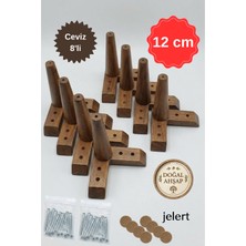 Jelert Masif Gürgen Ahşap 12 cm Koyu Ceviz-Sekizli, Mobilya Yükseltme Ayağı, Robot Süpürge Uyumlu, 1. Sınıf Gürgen Ağacı, Kanepe Berjer Koltuk Tv Ünitesi Yükseltici Ayak