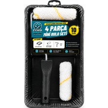 4 Parça Mini Boyacı Seti 10 cm Rulo Boya Küveti Yedek Rulolu Saplı