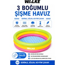 Walke 114 x 25 cm 3 Boğumlu Şişme Çocuk Havuzu Dayanıklı Bahçe ve Balkon Havuzu 14103