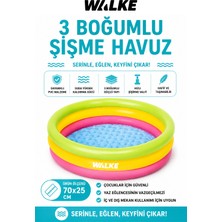 Walke 70 x 25 cm 3 Boğumlu Şişme Çocuk Havuzu Dayanıklı Mini Oyun Havuzu 14104