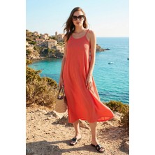 Lela Regular Fit Ip Askılı Uzun Elbise Kadın Elbise 5865732