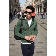 Buratti Pamuklu Slim Fit Kanguru Cepli Fermuar Detaylı Kapüşon Yaka Sweat Erkek Sweat 575707