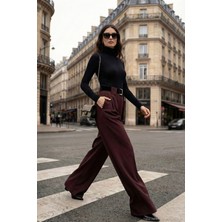 Lela Wide Leg Yüksek Bel Bol Paça Kemer Detaylı Pantolon Bayan Pantolon 6923855