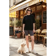 Lela Streç Oversize Fit Bisiklet Yaka T Shirt Bayan T Shirt 5865911
