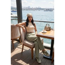Lela Pamuklu Wide Leg Yüksek Bel Geniş Paça Kemerli Pantolon Bayan Pantolon 668YP5429