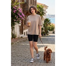 Lela Streç Oversize Fit Bisiklet Yaka T Shirt Bayan T Shirt 5865911