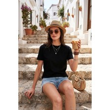 Lela Pamuklu Oversize Fit Bisiklet Yaka T Shirt Bayan T Shirt 5866097