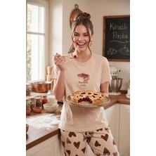 Lela Pamuklu Regular Fit Desenli Bisiklet Yaka Pijama Takımı Bayan Pijama Takımı 65790784