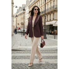 Lela Slim Fit Şal Detaylı Kruvaze Yaka Ceket Bayan Ceket 6927665
