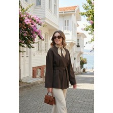 Lela Regular Fit Bisiklet Yaka Kemer Detaylı Trençkot Bayan Trençkot 6927672
