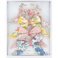 Meri Meri - Floral Pattern Bow Hair Clips - Çiçek Desenli Fiyonklu Saç Tokaları - 4 Adet