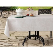 Madame Coco Elisa Pvc Masa Örtüsü - Bej/Beyaz - 140x140 cm