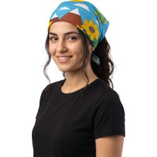 Akut Günebakan Tarlası - Ayçiçek Desenli 50x50 cm Kare Bandana Fular