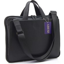 ABESS Premium Hakiki Deri Evrak Çantası - Lüks Gerçek Deri Laptop Çantası - Unisex İnce Tasarım Siyah (A5276S) | İş & Ofis
