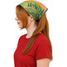 Akut Yeryüzü Paleti - Çiçek Yol Desenli 50x50 cm Kare Bandana Fular