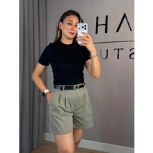 Bahar Basic Beyaz Pamuklu Crop Kadın Tişört