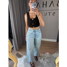 Bahar Mavi Yüksek Bel Balon Fit Kadın Jean Pantolon