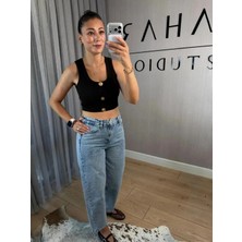 Bahar Açık Mavi Yüksek Bel Balon Fit Kadın Jean Pantolon